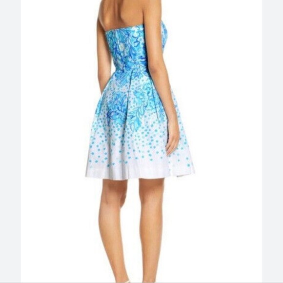 Lilly Pulitzer NWT Kenzie dress in resort white & blues, strapless option 4 - Picture 5 of 14